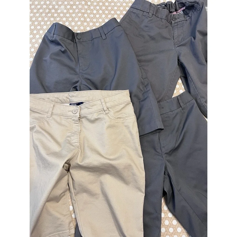 Lands End Girls Teens Size 5 Gray B Shorts School Uniform Elastic Waist Lot Of 4